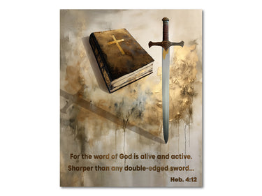 The Bible and double-edged Sword (Heb. 4:12) Digital download printable art